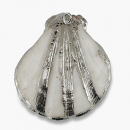 Pendentifs coquillage specials Coquille Saint-Jacques Ivoire marron cuivre-argent&eacute;