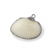 Pendentifs coquillage specials Coquille Saint-Jacques Blanc-argenté