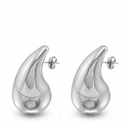 Boucles d'oreilles / puces en acier Inox goutte Argenté