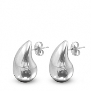 Boucles d'oreilles / puces en acier Inox goutte Argenté