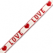 Ruban texte "love" Blanc-rouge