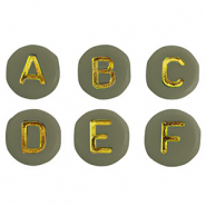 Perles lettres acryliques mélangées Vert armée-doré