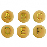 Perles lettres acryliques mélangées Jaune ocre-doré