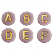 Perles lettres acryliques mélangées Rose dusty-doré