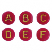 Perles lettres acryliques mélangées Rouge-doré