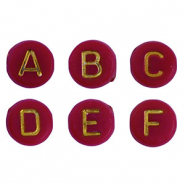 Perles lettres acryliques mélangées Rouge foncé-doré