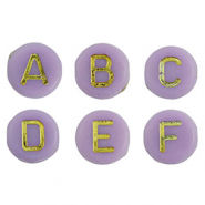 Perles lettres acryliques mélangées Violet-doré