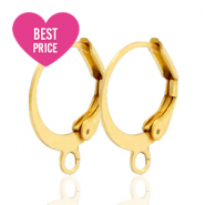 Appr&ecirc;ts en acier inox boucles d'oreilles dormeuses avec anneau Dor&eacute;