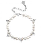 Bracelets en acier inox perles Argent&eacute;