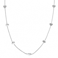 Colliers en acier Inox coeurs Argent&eacute;