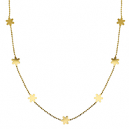 Colliers en acier Inox fleur Dor&eacute;