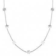 Colliers en acier Inox fleur Argent&eacute;