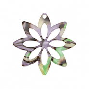 Pendentifs en r&eacute;sine fleur Violet-vert multicolore