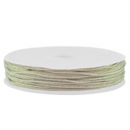 Fil macram&eacute; tress&eacute; 0,8mm Argent&eacute;-rose m&eacute;tallique