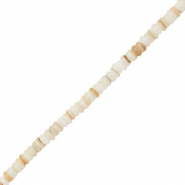 Perles coquillage disque Blanc-sable marron