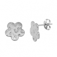 Boucles d'oreilles puces en acier Inox Argent&eacute;