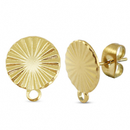 Appr&ecirc;ts en acier Inox boucles d'oreilles / puces d&rsquo;oreilles rond avec anneau Dor&eacute;