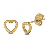 Boucles d'oreilles / puces d&rsquo;oreilles en acier Inox coeur Dor&eacute;