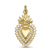 Métal TQ laiton breloques zirconium coeur Doré