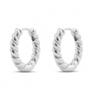 Boucles d'oreilles en acier Inox cr&eacute;oles Argent&eacute;