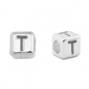 Perles alphabet en métal DQ T Argenté antique (sans nickel)