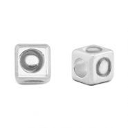 Perles alphabet en métal DQ O Argenté antique (sans nickel)