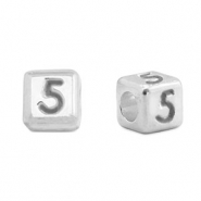 Perles alphabet en métal DQ 5 Argenté antique (sans nickel)