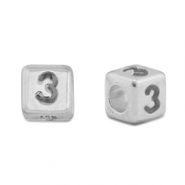 Perles alphabet en métal DQ 3 Argenté antique (sans nickel)