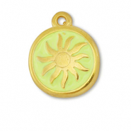 Breloques en m&eacute;tal DQ soleil Dor&eacute;-jaune lime (sans nickel)