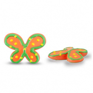 Perles acryliques papillon Orange-vert-jaune
