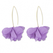 Boucles d'oreilles tendance fleur en mousseline Lavande-dor&eacute;