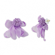 Boucles d'oreilles tendance fleur en mousseline Lavande-dor&eacute;