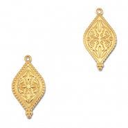 Breloques en métal DQ ovale avec fleur Doré (sans nickel)