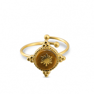 Bagues en acier Inox flocon de neige Dor&eacute;-marron