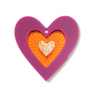 Pendentifs accroche-regard coeur Violet-orange-dor&eacute;