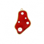 Pendentifs en r&eacute;sine irr&eacute;gulier avec perles Dor&eacute;-rouge-blanc