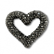 Perles boh&egrave;me coeur Anthracite