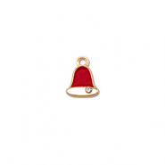 Breloques en m&eacute;tal zirconium cloche de no&euml;l Dor&eacute;-rouge-blanc