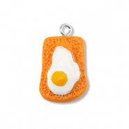 Pendentifs en r&eacute;sine toast avec &oelig;uf Orange-blanc-jaune