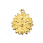 Breloques en acier Inox fleur Dor&eacute;