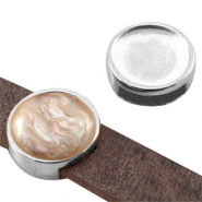 M&eacute;tal DQ poussoir serti pour cabochon 12mm (pour cuir plat 8mm) Argent&eacute; antique (sans nickel)