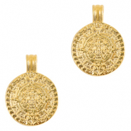 Breloques en métal DQ disque de Maya 16mm Doré (sans nickel)