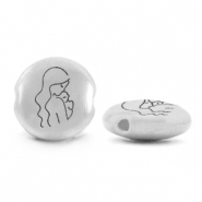 Perles en métal DQ mère Argenté antique (sans nickel)