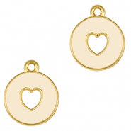 Breloques en métal DQ coeur Doré-blanc ivoire (sans nickel)