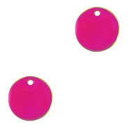 Breloques en métal DQ 10mm Doré-rose fuchsia néon (sans nickel)
