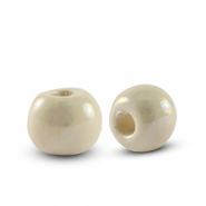 Perles en céramique DQ grecque 6mm Blanc crème