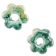 Perles en céramique DQ grecque fleur Vert vague océane-marron