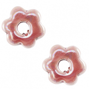 Perles en céramique DQ grecque fleur Rose magenta