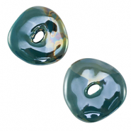 Perles en céramique DQ grecque donut Bleu pétrole