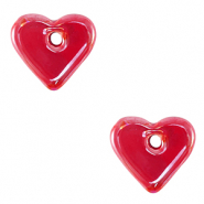 Perles en céramique DQ grecque coeur Rouge feu